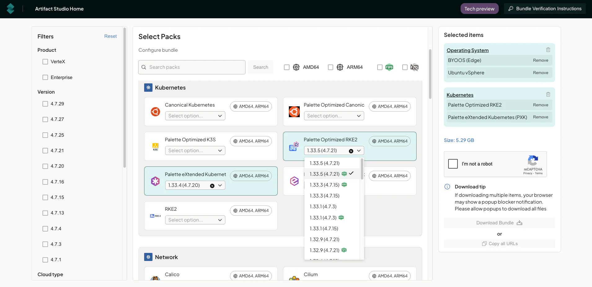 Image showing download of multiple packs